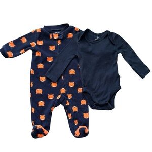 Carter’s Just One You Fleece Footie + Honest Baby organic cotton bodysuit NB Set